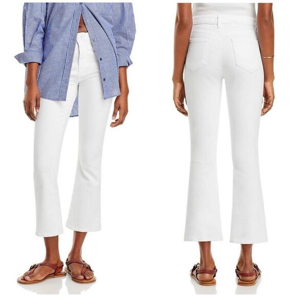 L'Agence Womens Mira White Ultra High-Rise Kick Boot Denim Cropped Jeans Size 29 - Picture 1 of 14
